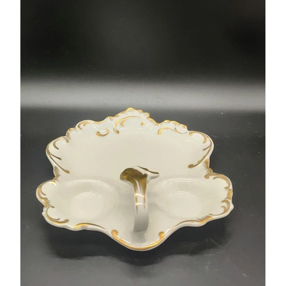 Vintage Porcelain 3 Compartment Vanity Dresser Tray W Handle Made In France 10
